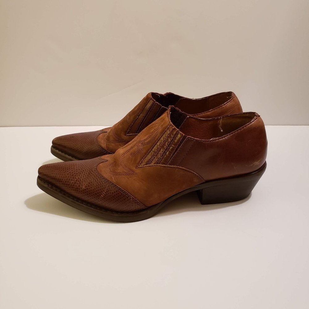 Nine West Brown Western Ankle Boots Size 6.5 - Picture 2 of 6